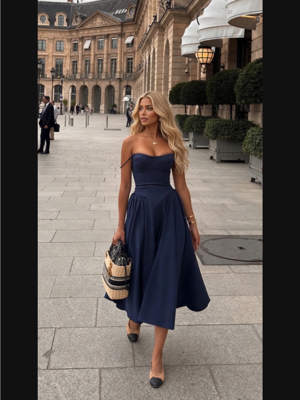 HOUSE OF CB 'Carmen' French Navy Bustier Suandress/Size XSmall $299